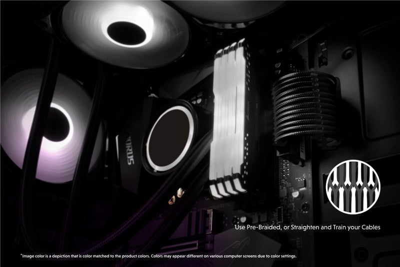 LINKUP - AVA 50cm PSU Cable Extension Sleeved Custom Mod GPU PC Braided w/Comb Kit - Compatible with RTX3090 | 1 x 24 P (20+4) | 2 x 8 P (4+4) CPU | 3 x 8 P (6+2) GPU Set | 500mm - WhiteBlack - Image 3