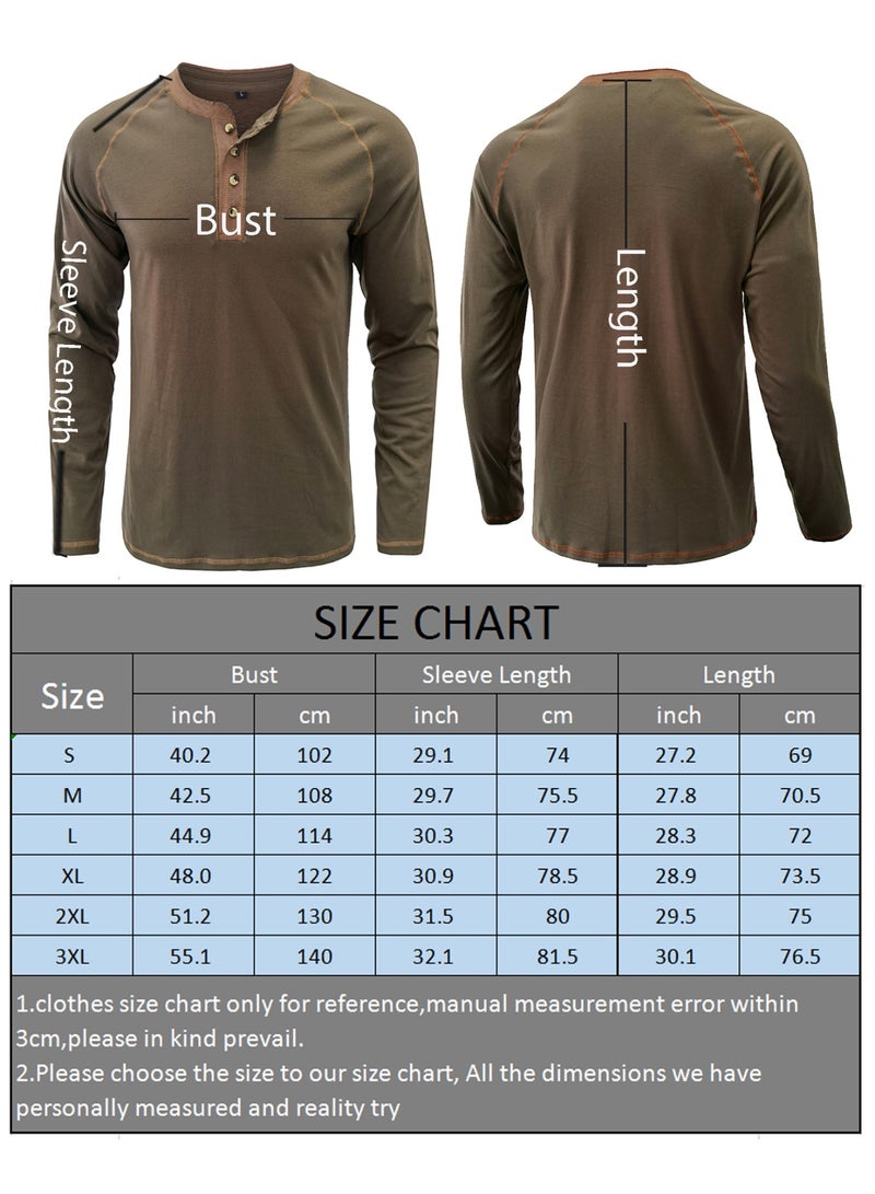 general Men's Henley Shirts Raglan Long Sleeve Casual Slim Fit Lightweight Fashion T-Shirts - Image 3