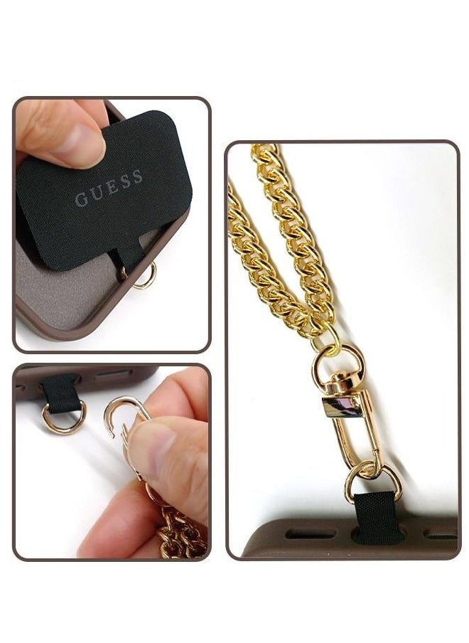 CG MOBILE - IPhone 16 Pro Max cover case with a strap, with a logo and a leather design approved by the global brand Guess. From CG-MOBILE. In Brown - Image 1