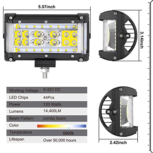 Auto Power Plus 2pcs LED Pod Lights Side Shooter 5 inch Light Bar 120W Waterproof Off Road Driving Light Cube Spot Flood Combo Work Fog Lights for Truck ATV UTV Pickup Boat - Image 2