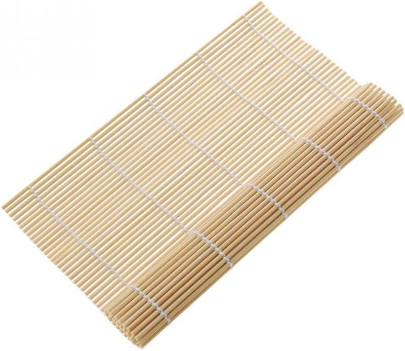 GARASANI 2 Pack Bamboo Gimbap Sushi Making Kit 2 x Natural Bamboo Mat 1 x Cooking Brush 94 x 94 Beige - Image 3
