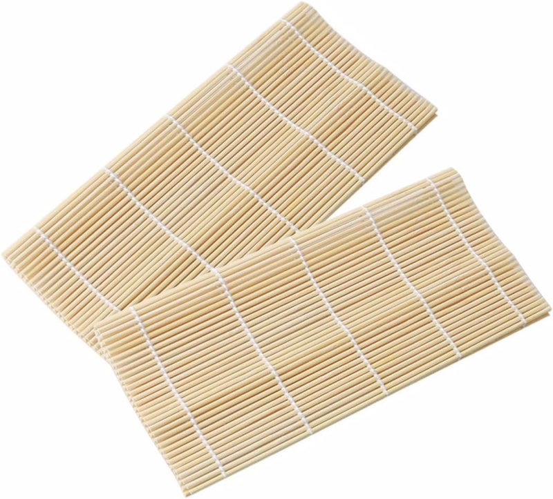 GARASANI 2 Pack Bamboo Gimbap Sushi Making Kit 2 x Natural Bamboo Mat 1 x Cooking Brush 94 x 94 Beige - Image 2