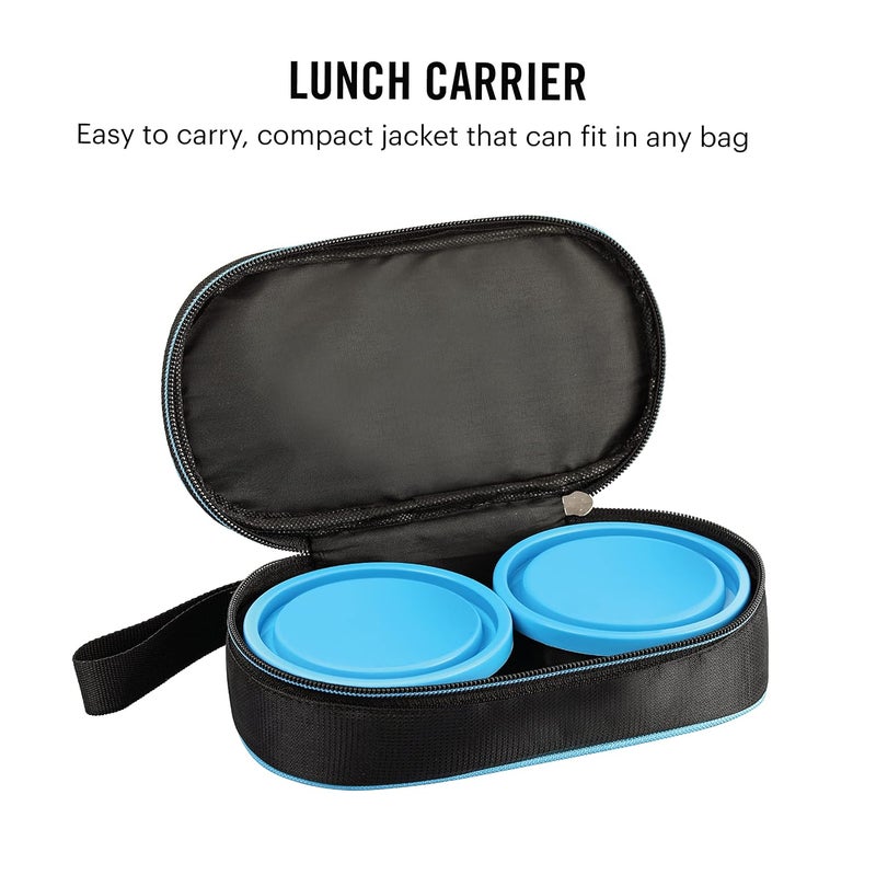 Cello CELLO Eco Bite Stainless Steel Lunch Box 2 Container with Jacket Blue Microwave Safe Leak Proof Containers Full Meal and Easy to Carry  - Image 3