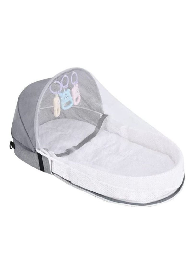 MIXDE Baby Crib Cradle, Travel Cot Portable Baby Bed Travel Bassinet Foldable Infant Crib Baby Cots, Adjustable Canopy Bedside Baby Crib 3 in 1 Folding Baby Bassinet with Mosquito Net  - Image 1