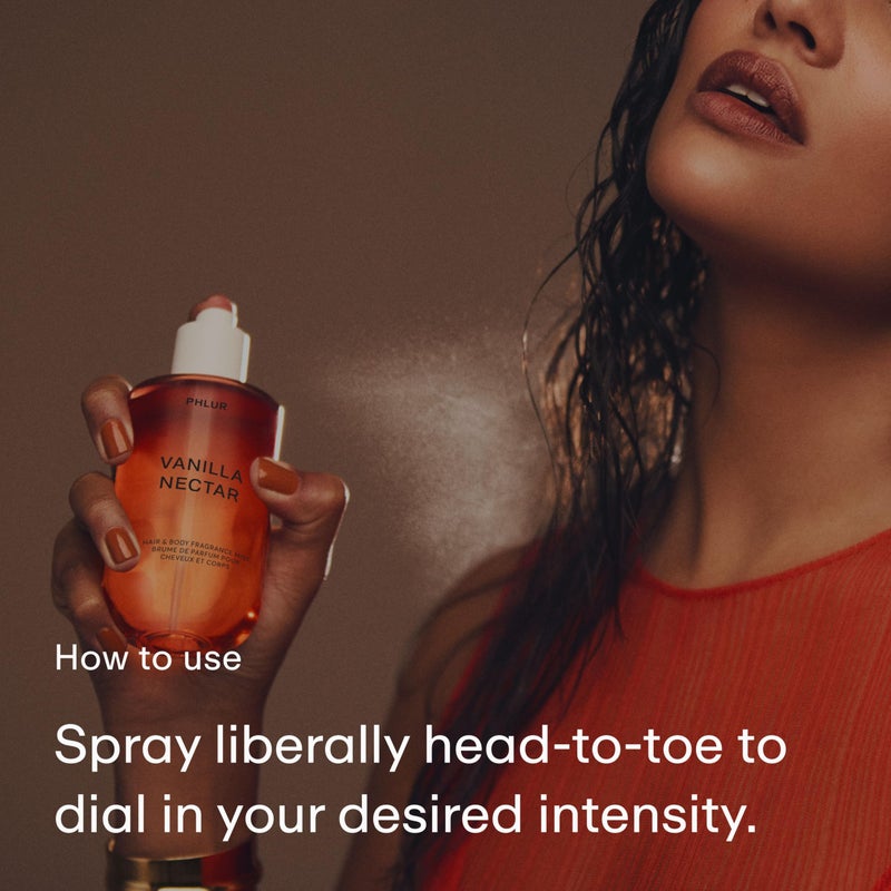 PHLUR بخاخ الجسم من فلهور نكتار الفانيليا - عطر للشعر والجسم - بخاخ الجسم بالفانيليا المخفوقة مع نكتار البابايا، وزهرة الخوخ، وأوركيد جوز الهند، والمشمش، والعنبر المحلى (8 أونصة سائلة) - Image 4