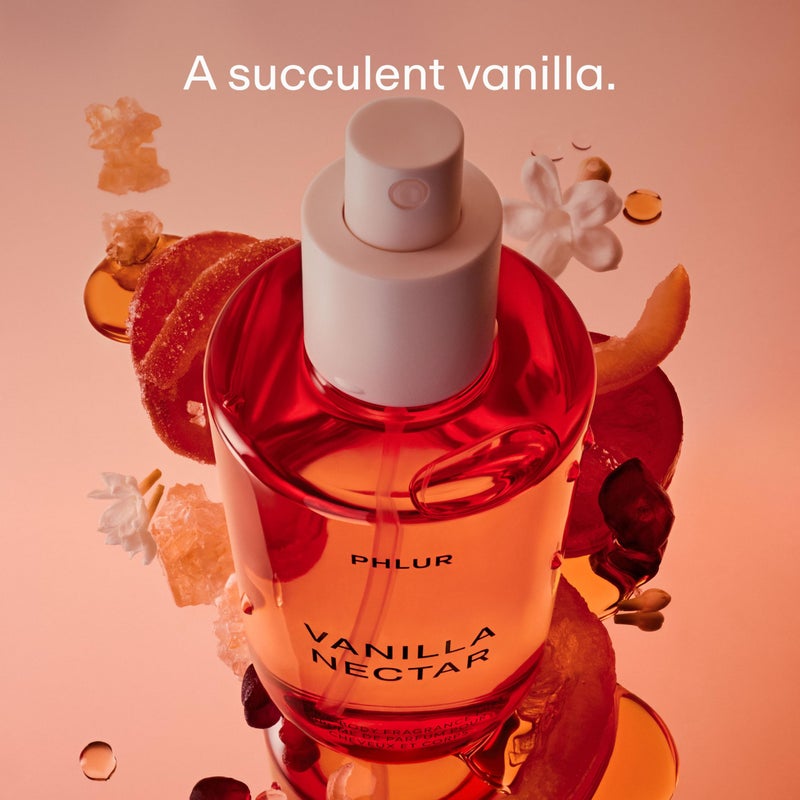 PHLUR بخاخ الجسم من فلهور نكتار الفانيليا - عطر للشعر والجسم - بخاخ الجسم بالفانيليا المخفوقة مع نكتار البابايا، وزهرة الخوخ، وأوركيد جوز الهند، والمشمش، والعنبر المحلى (8 أونصة سائلة) - Image 2