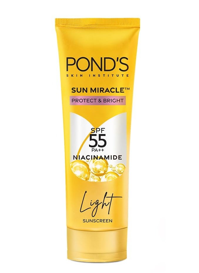 Pond's Sun Miracle Sunscreen SPF 55 PA+++ - Protect & Brighten, fades dark spots in 4 weeks, no white pigment 50g  - Image 1