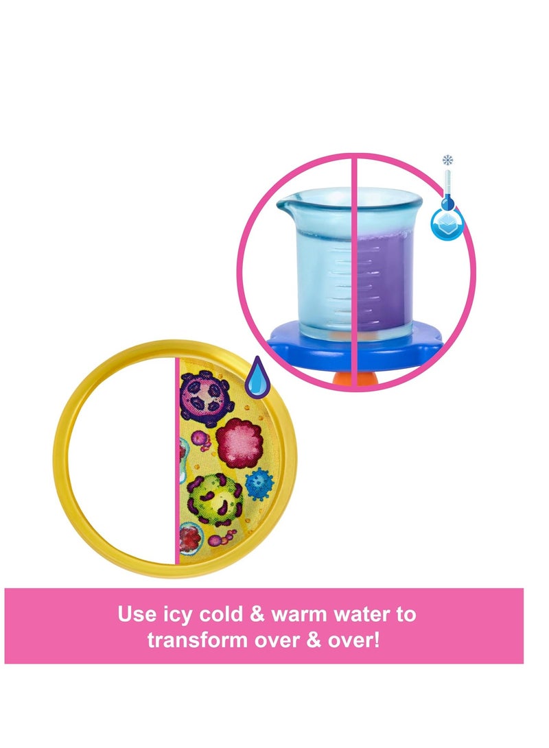 باربي دمية عالمة مع ملحقاتها، دمية شقراء أنيقة، طاولة مختبر، مجهر، وكأس متغير اللون، وطبق بتري. - Image 4
