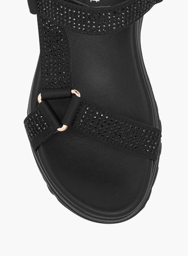 Le Confort Girls Embellished Chunky Sole Strap Sandals with Hook and Loop Closure