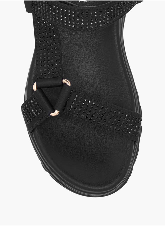 Le Confort - Girls Embellished Chunky Sole Strap Sandals with Hook and Loop Closure - Image 1