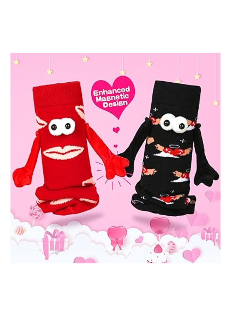 SYOSI Valentine's Day Socks, 2Pair Hand Holding Funny Socks, Magnetic Crazy Couple Socks, Valentines Day Gifts for Boyfriend, Couple Socks, Matching Couple Socks, Mid-Tube Socks, Unisex Socks  - Image 3
