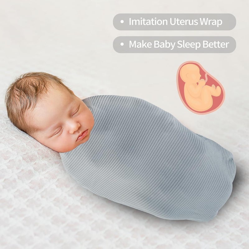 Viviland Jersey Swaddle Blanket, Ultra Soft Stretchy Receiving Blanket for Newborn, Baby Swaddle Wrap for Boys & Girls, 2 Packs,40 x 30 in, Grey & Pink - Image 5