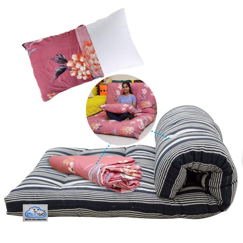 NEXTGO 4Piece Mattress Set Includes 1 Mattress 1 Cover 1 Pillow 1 Pillowcases Foldable Soft Cotton Hypoallergenic Tufted Floor Rui Gaddi - Image 1