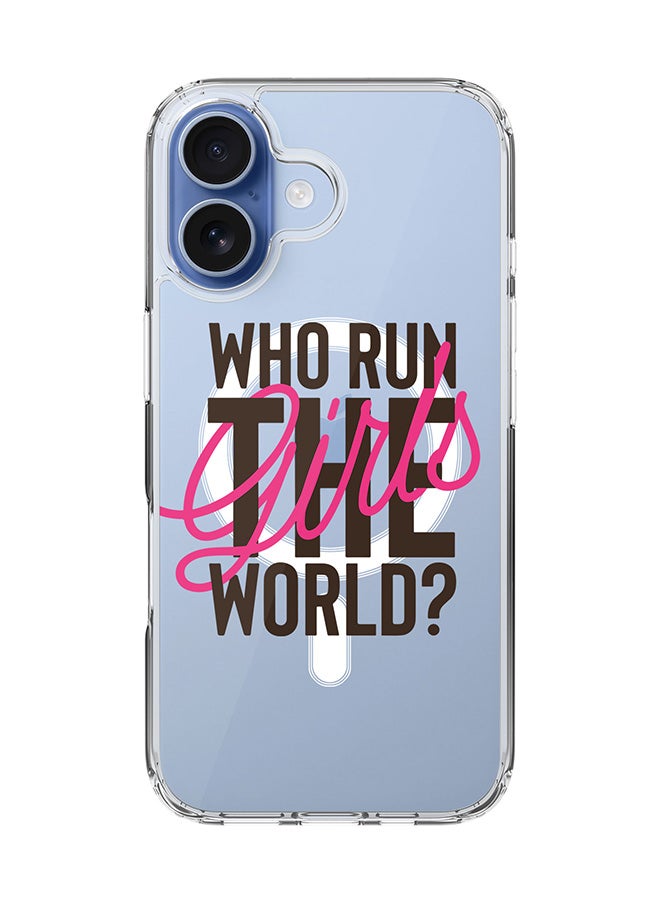 Stylizedd Classic Clear MagSafe Case for iPhone 17 , Hybrid Soft Case Flexible Edges Anti Drop TPU PC Gel Thin Transparent Cover [ Designed for iPhone 17 ] - Who run the world?