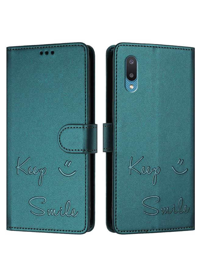 اس-توب جراب لهاتف Samsung Galaxy A02 / M02 جراب هاتف جلدي بنقش ابتسامة بتقنية RFID - Image 3
