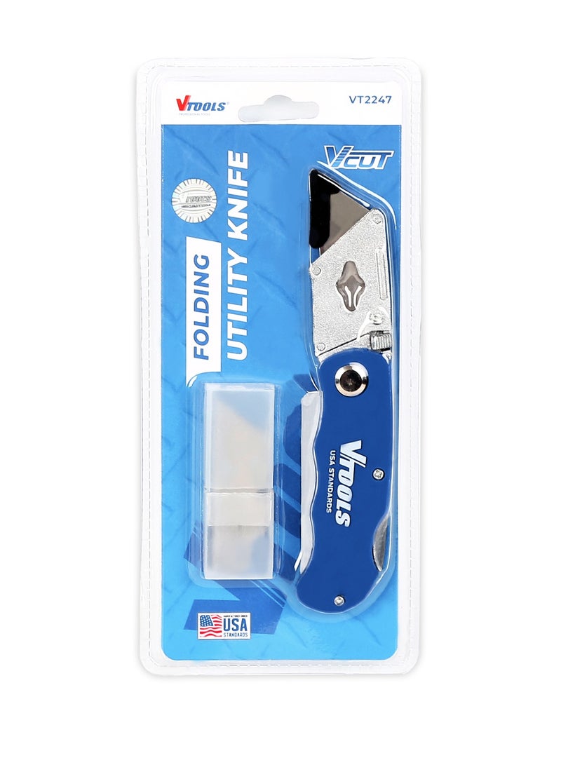 VTOOLS 19mm Box Folding Cutter Utility Knife, Aluminum Alloy With ABS Plastic Head - Image 1