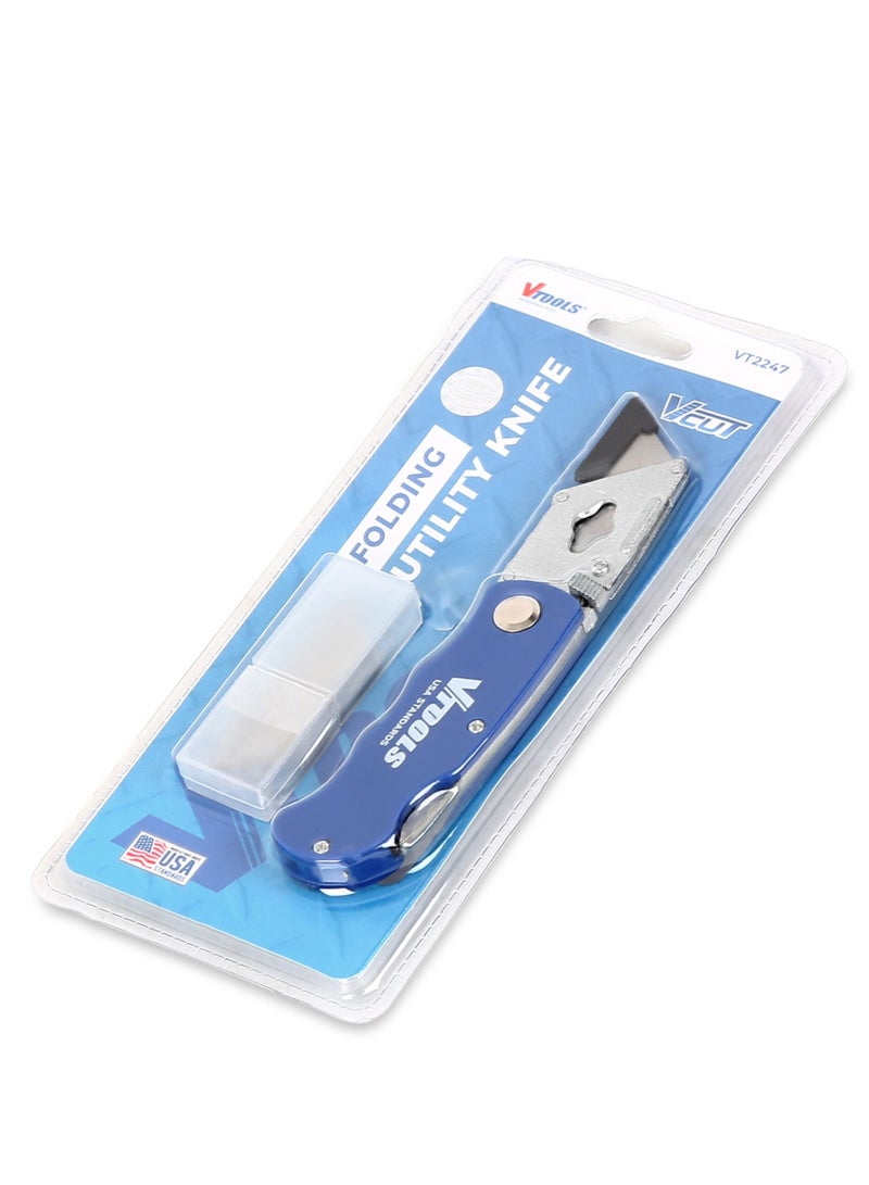 VTOOLS 19mm Box Folding Cutter Utility Knife, Aluminum Alloy With ABS Plastic Head - Image 2