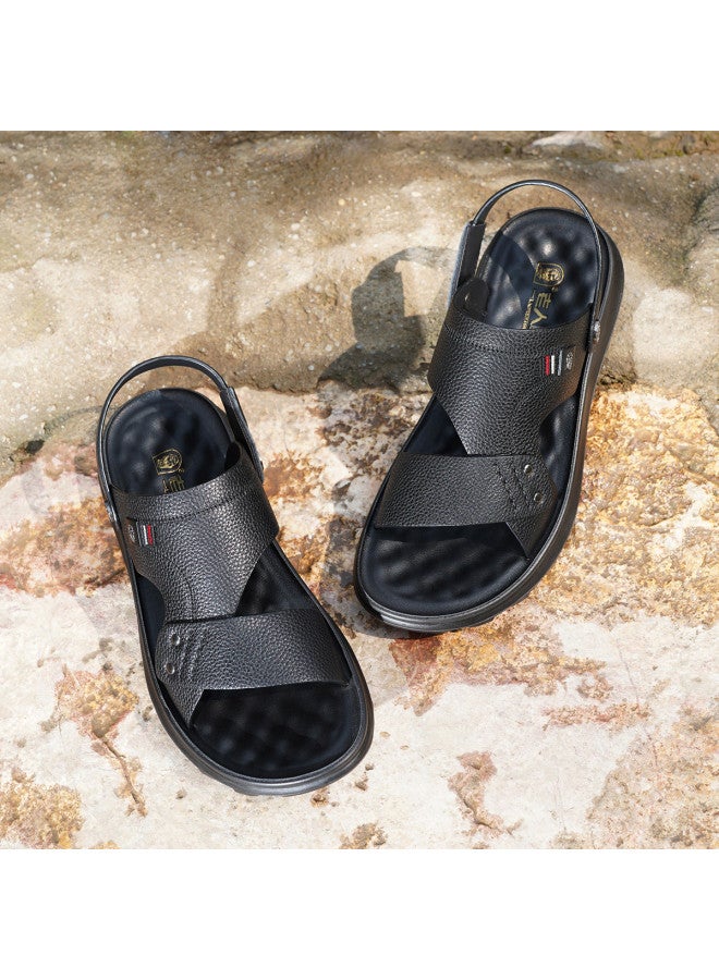 Old Man'S Head Top Grain Leather】men's Sandals - Genuine Leather Summer Casual Beach Shoes, Outdoor Thick Sole Dad's Flip Flops - Image 2