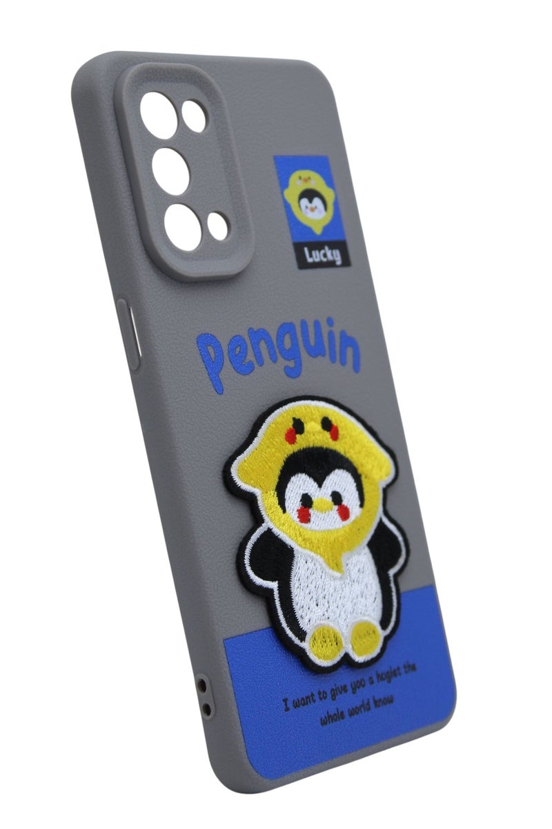 CFS C.F.S Plastic Back Cover With Cute Design For Oppo Reno 5 5G - Grey & Yellow - Image 2