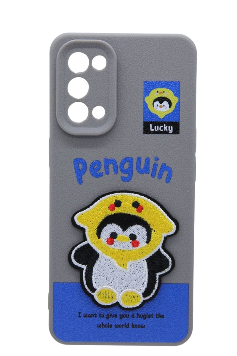 CFS C.F.S Plastic Back Cover With Cute Design For Oppo Reno 5 5G - Grey & Yellow - Image 1