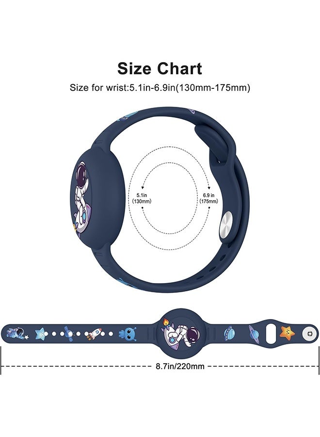 Happy D AirTag Bracelet for Kids - Waterproof Cute Cartoon Air tag Holder for Kids with Soft Silicone Full Coverage Anti-Lost Hidden Airtag Wristband Accessories for Child (Dark Blue) - Image 2