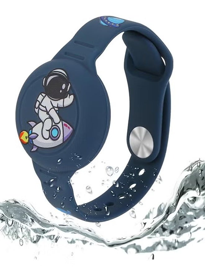 Happy D AirTag Bracelet for Kids - Waterproof Cute Cartoon Air tag Holder for Kids with Soft Silicone Full Coverage Anti-Lost Hidden Airtag Wristband Accessories for Child (Dark Blue) - Image 1