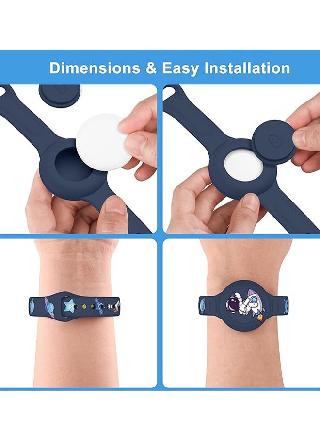 Happy D AirTag Bracelet for Kids - Waterproof Cute Cartoon Air tag Holder for Kids with Soft Silicone Full Coverage Anti-Lost Hidden Airtag Wristband Accessories for Child (Dark Blue) - Image 5