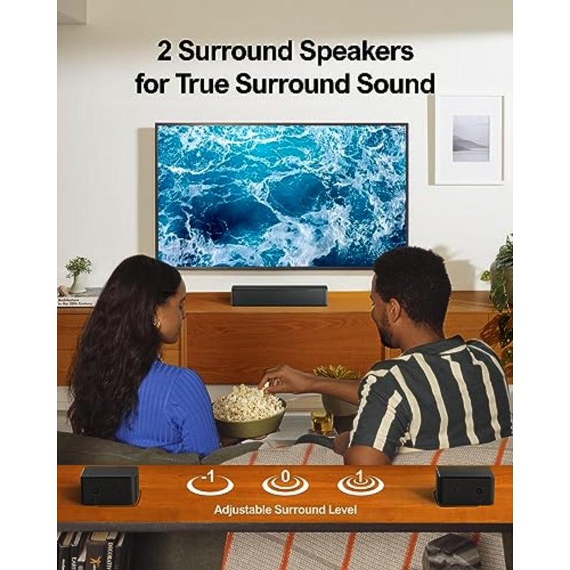 5.1ch Soundbar with Dolby Atmos, 410W 3D Surround Sound System, Soundbar for TV with Wireless Subwoofer and 2 Rear Speakers, APP Control, Surround and Bass Adjustable Home Theater, Poseidon D60 - Image 4