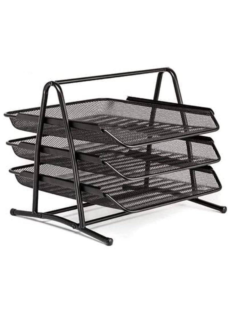 ELTRAZONE Desk Deposit Tray - 3 Layer, A4,32x26cm, Black - Image 1