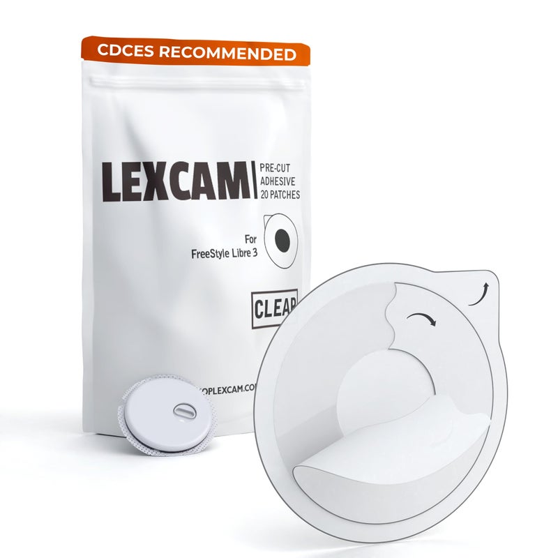 Lexcam Adhesive Freestyle Libre 3 Only Sensor Covers Pack of 20 Patches Waterproof Transparent Cover wHole in Middle for Continuous Glucose Monitoring Device Sensor is NOT Included