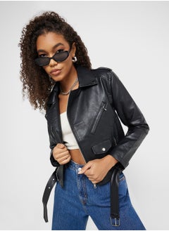 Ginger Pu Leather Biker Jacket  - Image 1