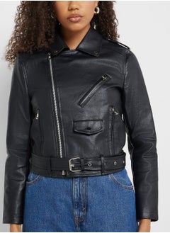 Ginger Pu Leather Biker Jacket  - Image 3