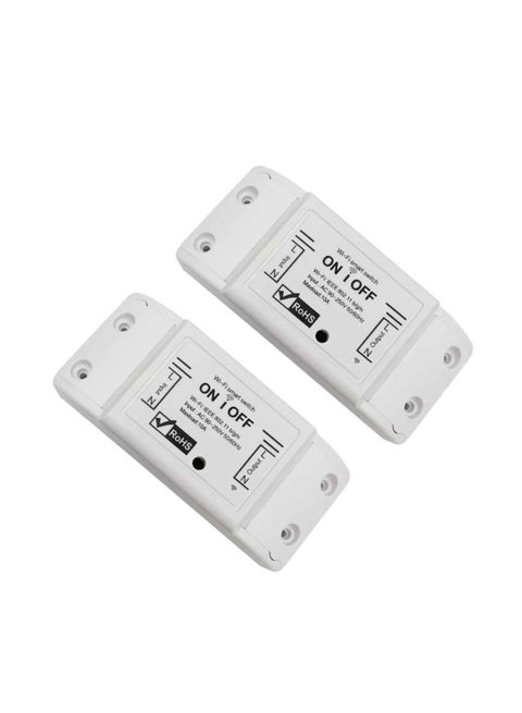 Smart Home Wireless Wifi relay switch, Neutral Wire Required, No Hub Required, Compatible with Google Home, Push Button & App Remote Control, Timing Function & Voice Control (Pack of 2)