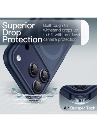 For iPhone 17 Pro Max Case MagSafe Compatible, Shockproof Matte Hard PC Back with Soft TPU Bumper, Slim Protective Back Cover - Deep Blue - view 5