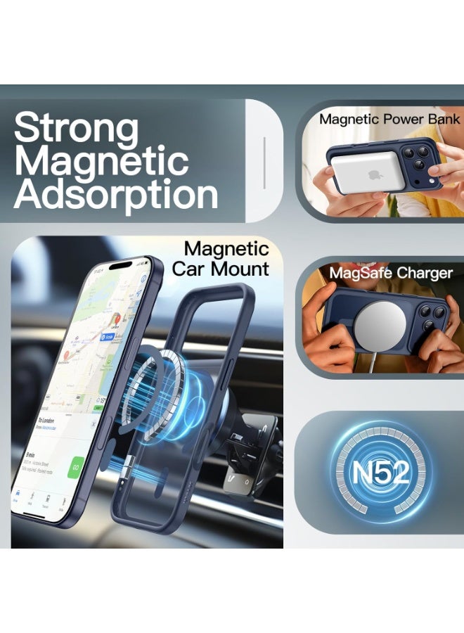 ACLIX Matte Magnetic Case for iPhone 17 Pro Max, Compatible with MagSafe, Plating Luxury Cover, Matte Soft TPU Shockproof Protective Phone Case, (Deep Blue) - Image 4