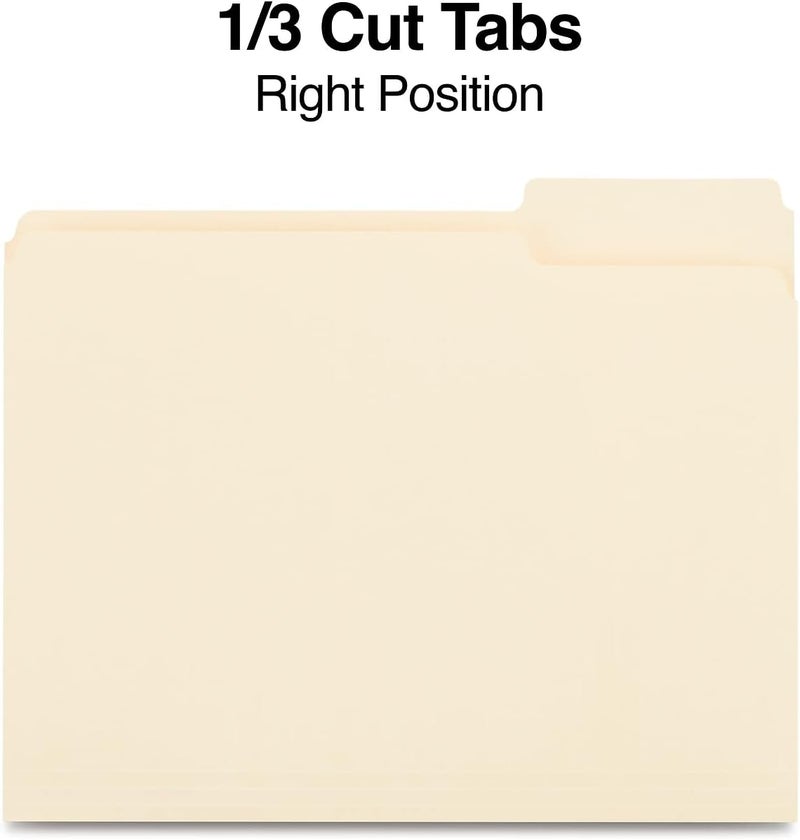 Staples File Folders 13Cut Tab Right Position Letter Size Perfect for Home Office or Classroom 100Pack Manila - Image 3