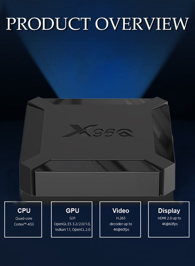 X96Q Android 10.0 Allwinner H313 Quad Core Set Top Box V7545EU-16G_P Black - Image 2