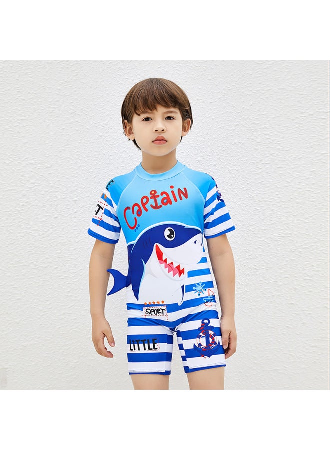 New Children's Swimwear Boys One-piece Hooded Swimming Suit Small And Medium-sized Children's Professional Hot Spring Swimwear