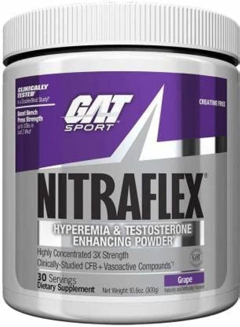 GAT Sport NITRAFLEX Pre-Workout Grape 309g | Extreme Energy, Strength, Muscle Pump & Testosterone Support | 30 Servings - Image 3