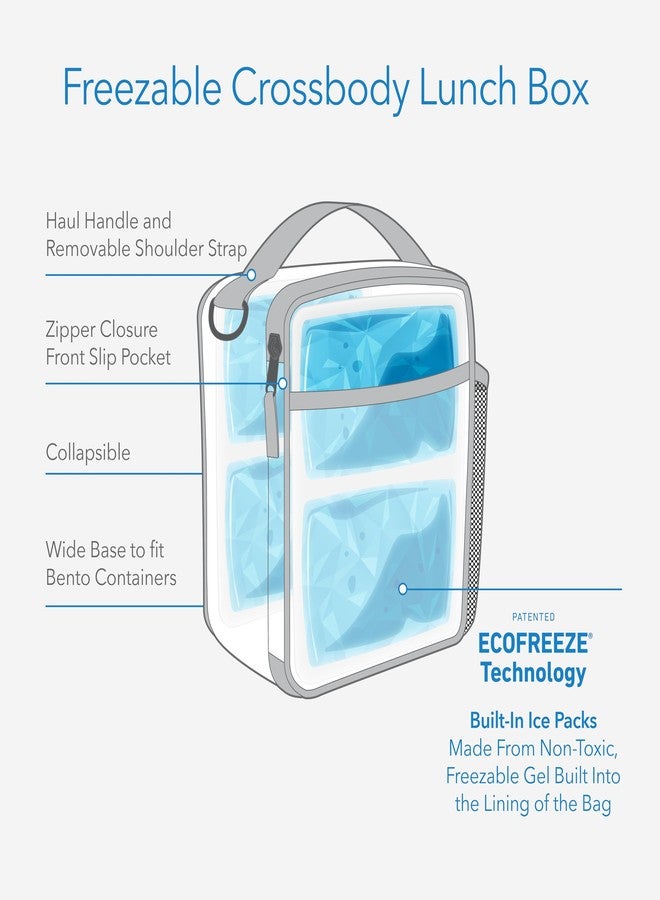 PackIt® Freezable Crossbody Lunch Box, Almond, Built with ECOFREEZE® Technology, Fully Freezable, Collapsible, Reusable, With Top Handle, Front Slip Pocket. Effortlessly Carry, Fresh Every Time. - Image 2