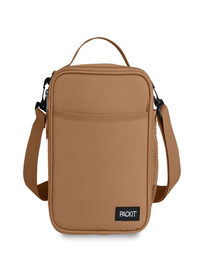 PackIt® Freezable Crossbody Lunch Box, Almond, Built with ECOFREEZE® Technology, Fully Freezable, Collapsible, Reusable, With Top Handle, Front Slip Pocket. Effortlessly Carry, Fresh Every Time. - Image 1