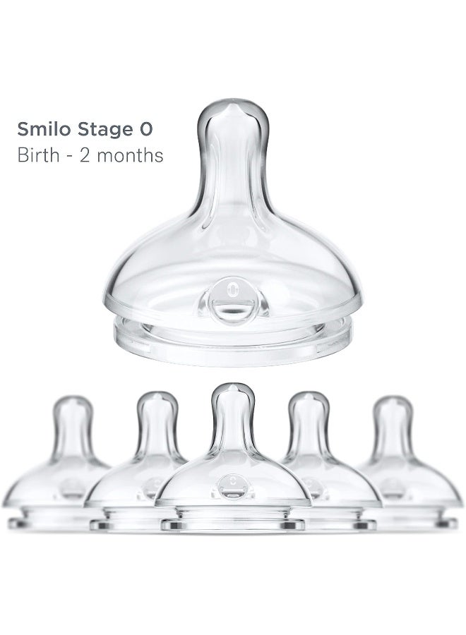 Smilo حلمات زجاجة سميلي المضادة للمغص، 3 قطع تدفق حديثي الولادة 0M+ - Image 2