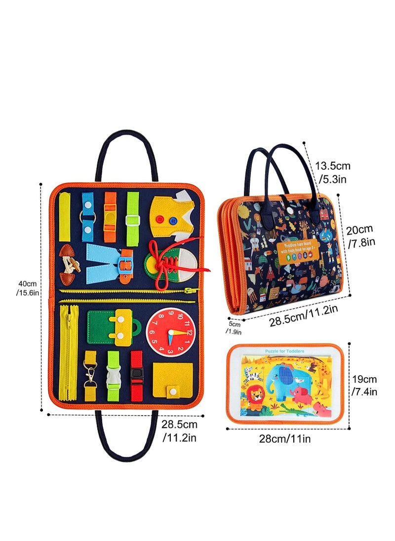 RATSAW - Busy Board for Toddlers Montessori Toy Activity Sensory Board Preschool Educational  Learning Toys Quiet Book Educational Toys for Basic Dress Motor Skills for Kids Boys Girls - Image 1