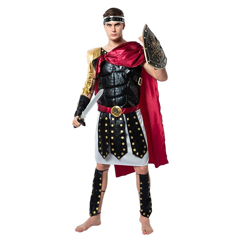 ReneeCho Men Roman Gladiator Solider Costume Halloween Adults Soldier Warrior Armor Spartan Costumes - Image 1