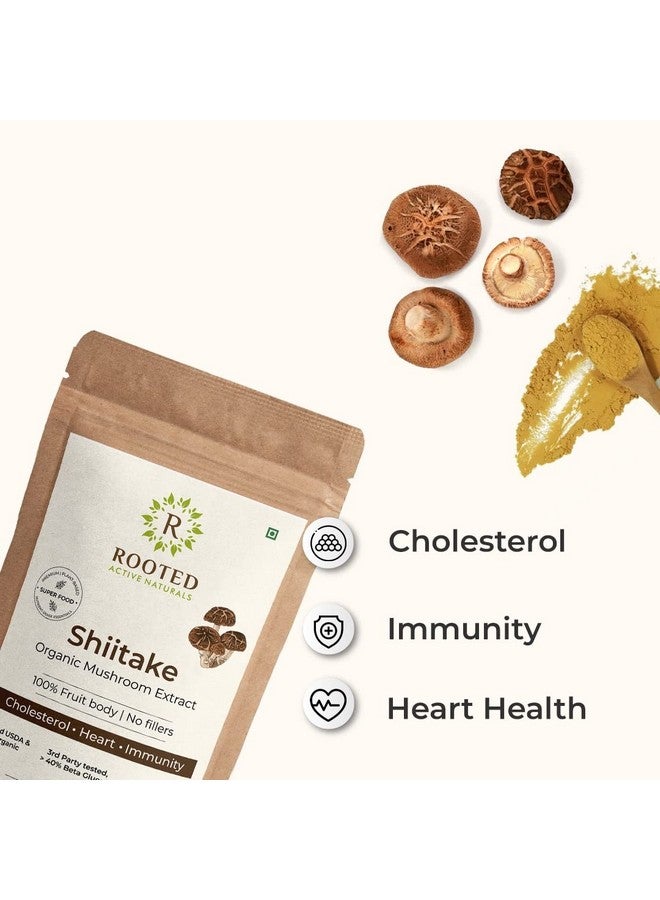 Rooted Actives Shiitake Mushroom Powder (45 Gm) | Cholesterol, Heart Health, Immunity | Usda Organic | 40% Beta Glucans - Image 5