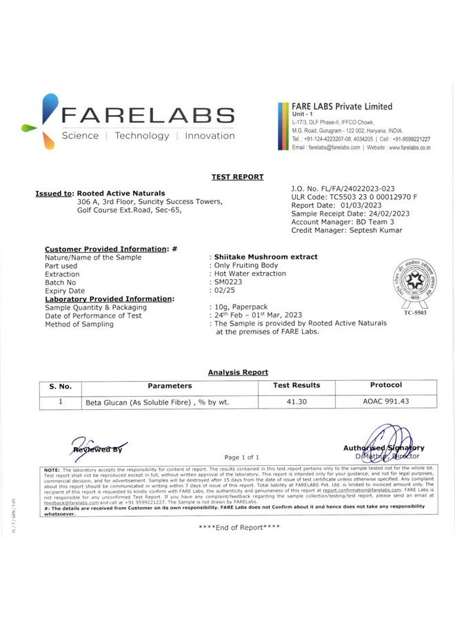 Rooted Actives Shiitake Mushroom Powder (45 Gm) | Cholesterol, Heart Health, Immunity | Usda Organic | 40% Beta Glucans - Image 4