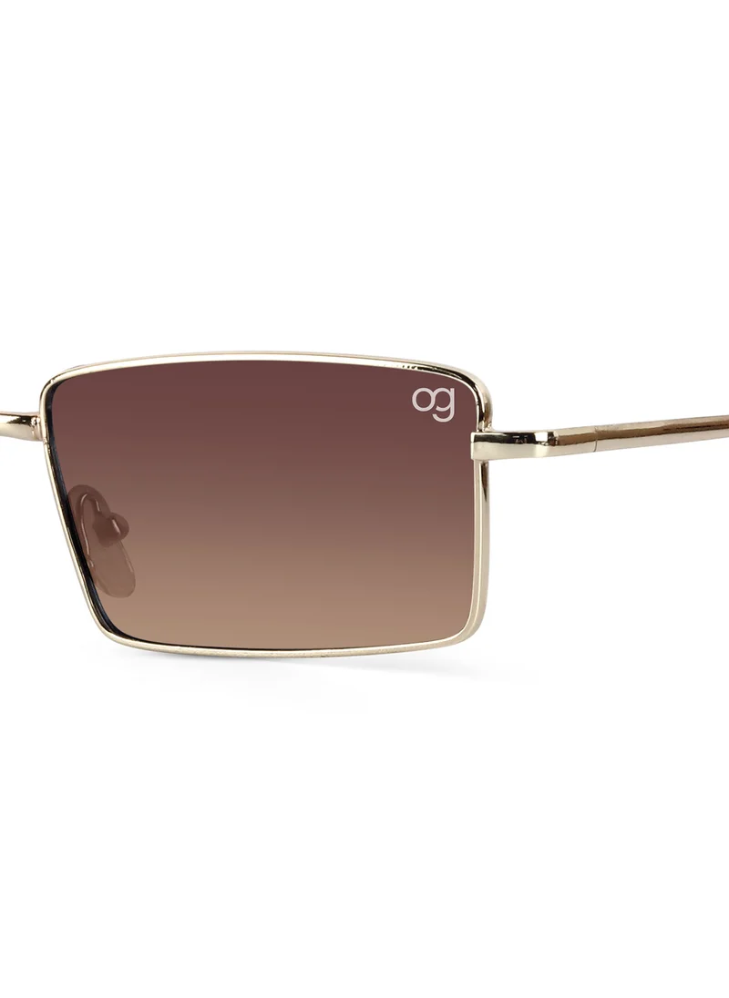 Woggles Alhena Gradient Brown Rectangle Sunglasses