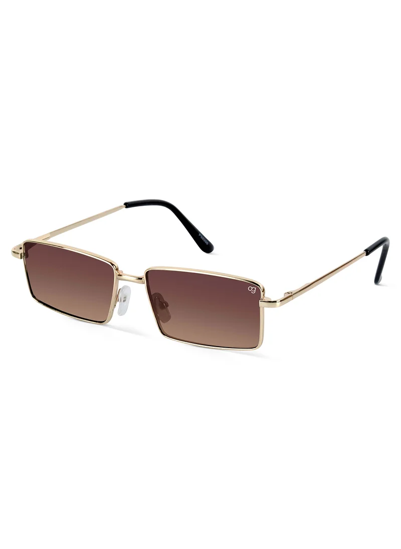 Woggles Alhena Gradient Brown Rectangle Sunglasses