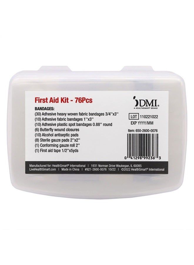 DMI 76-Piece First-Aid Kit, All-Purpose Use for Minor Cuts and Scrapes, Durable Water-Resistant Case, Convenient and Portable, FSA & HSA Eligible - Image 2