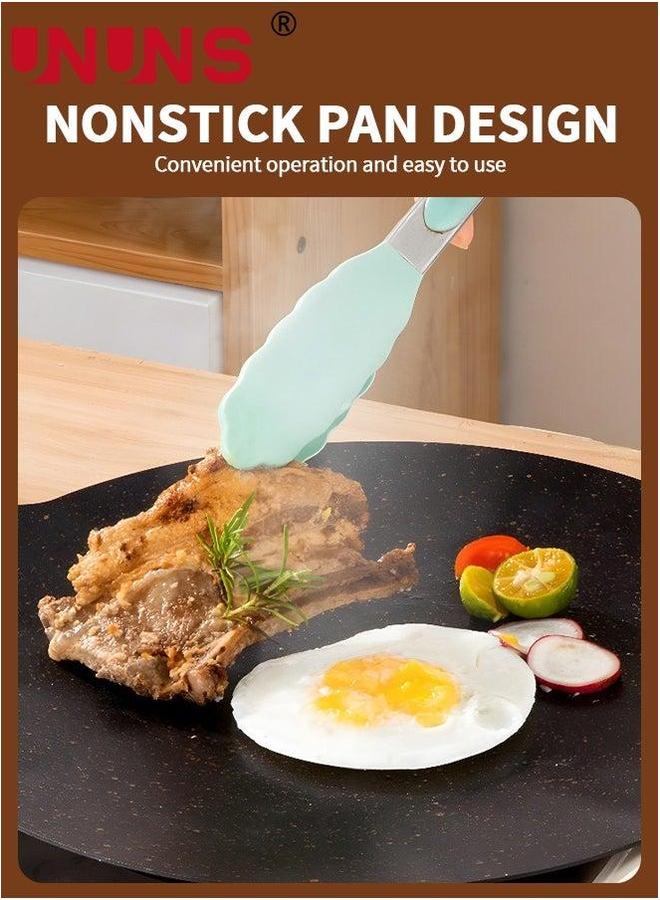 UNUNS 38cm Thickened Bbq Grill Pan,Grill Plate Barbecue Pan,Meat Roasting Pan Uncoated Nonstick Cookware For Home Gas/Outdoor Stoves,Round BBQ Griddle With Hangable Handles,Baking Pancakes Ribs  - Image 4